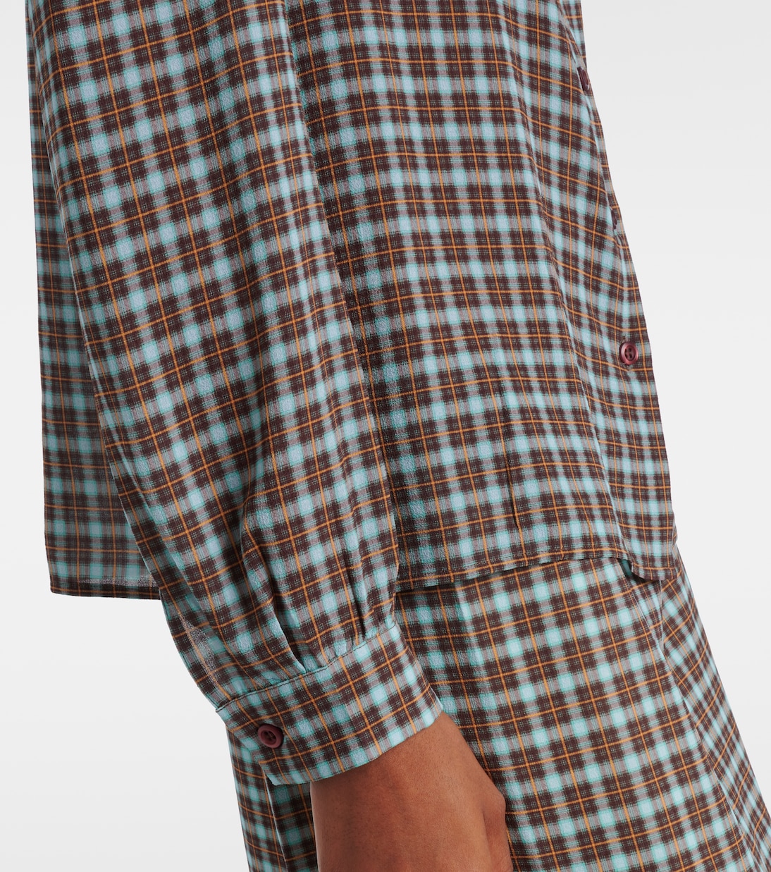 Camicia in georgette di misto seta a quadri | Prada