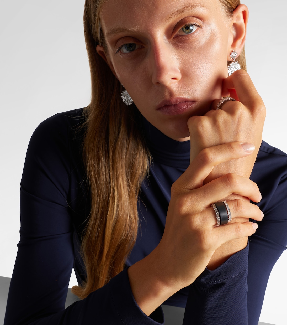 Icon Mini 18kt white gold tech ring jackets with diamonds | Suzanne Kalan