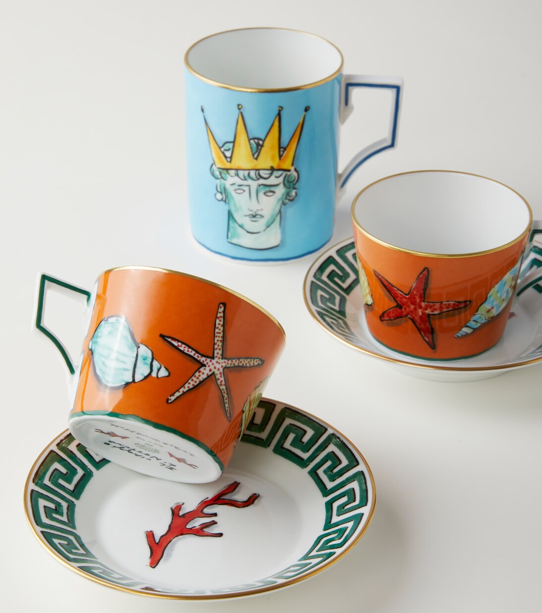 Set de 2 tasses à thé et soucoupes Il Viaggio di Nettuno | Ginori 1735