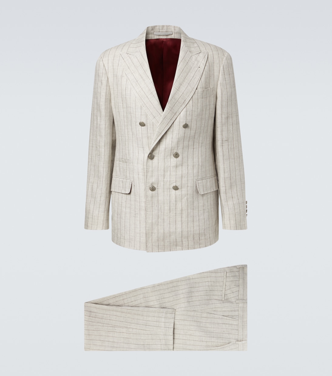 Pinstripe linen suit | Brunello Cucinelli