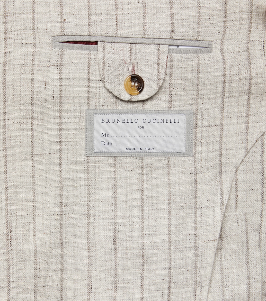 Pinstripe linen suit | Brunello Cucinelli