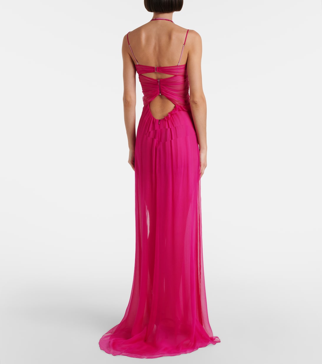 Semi-sheer silk gown | Nensi Dojaka