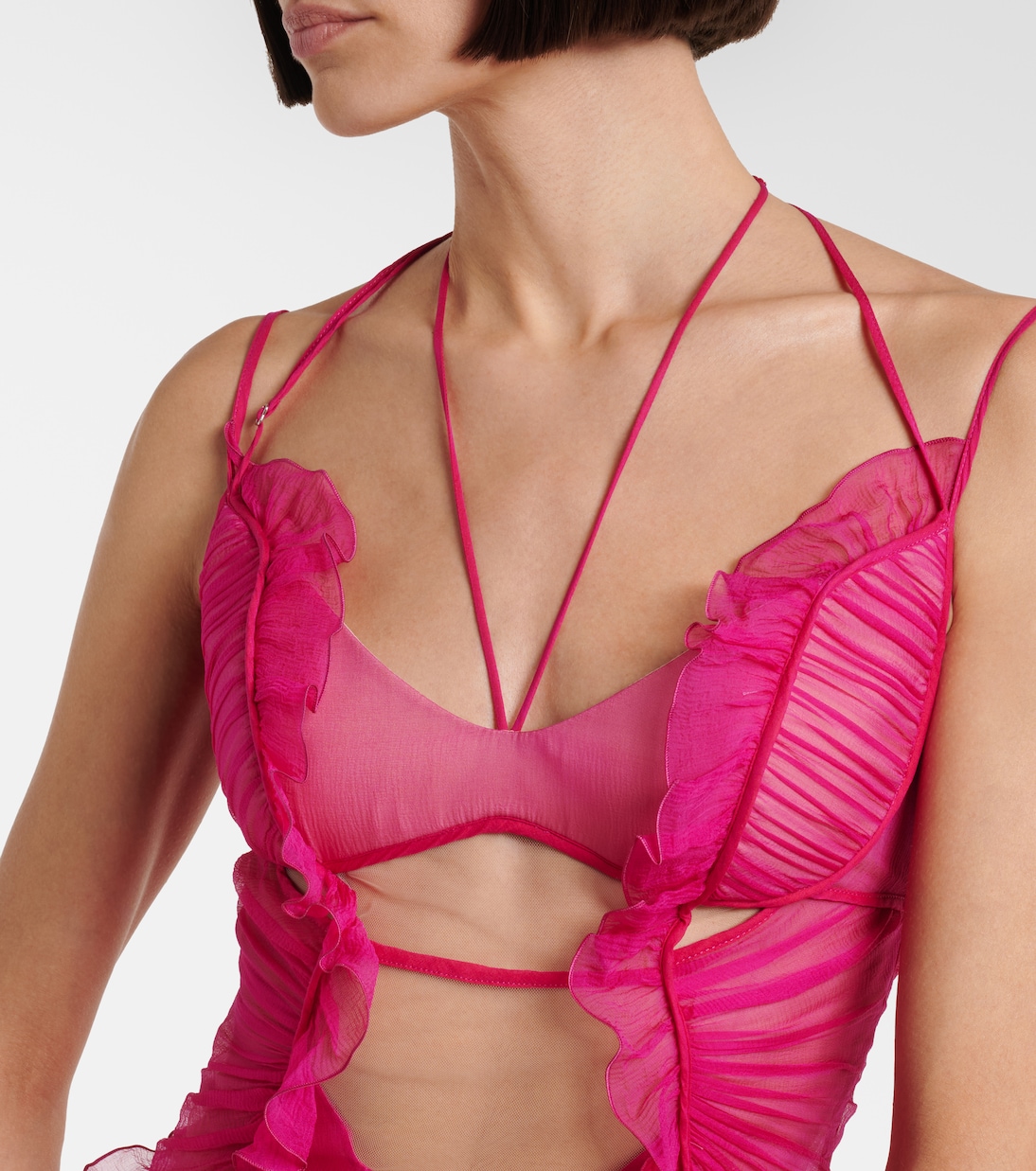 Semi-sheer silk gown | Nensi Dojaka