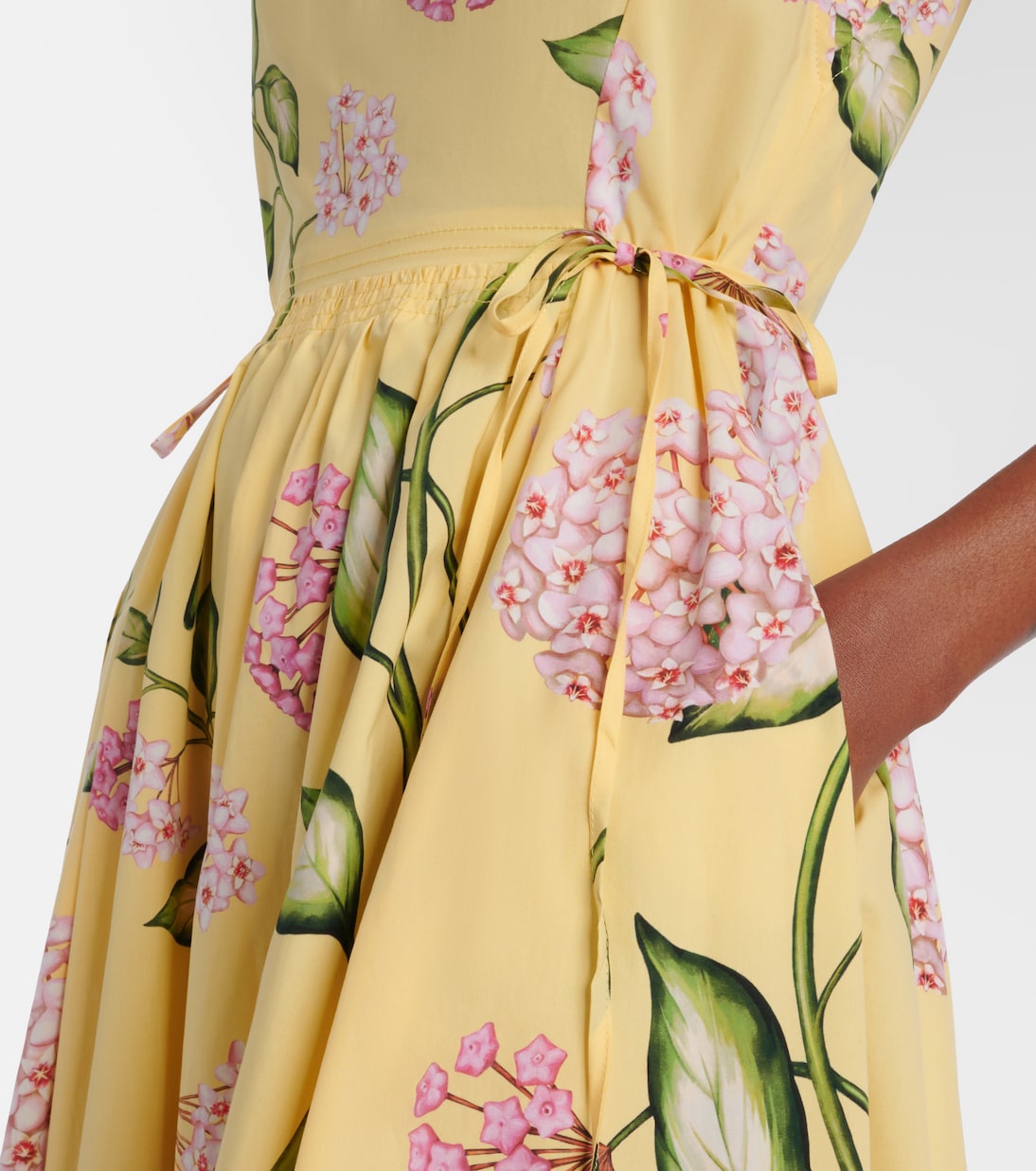 Robe midi en coton mélangé à fleurs | Oscar de la Renta