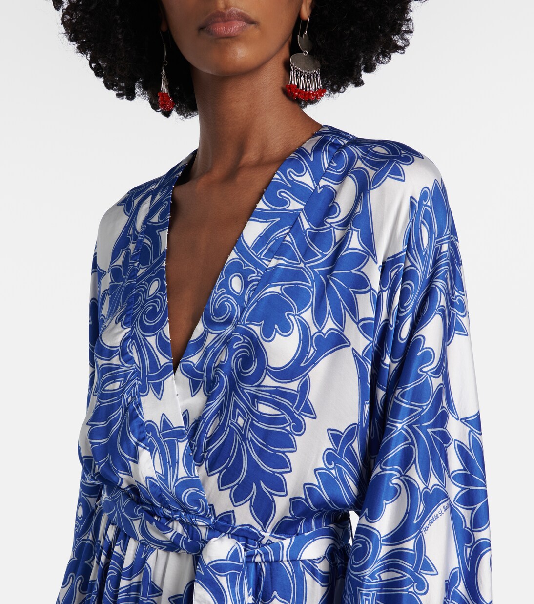 فستان طويل من الساتان بطبعات Kristen | Poupette St Barth