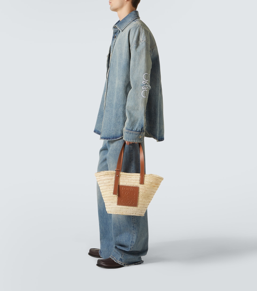 Borsa in paglia con pelle | Loewe