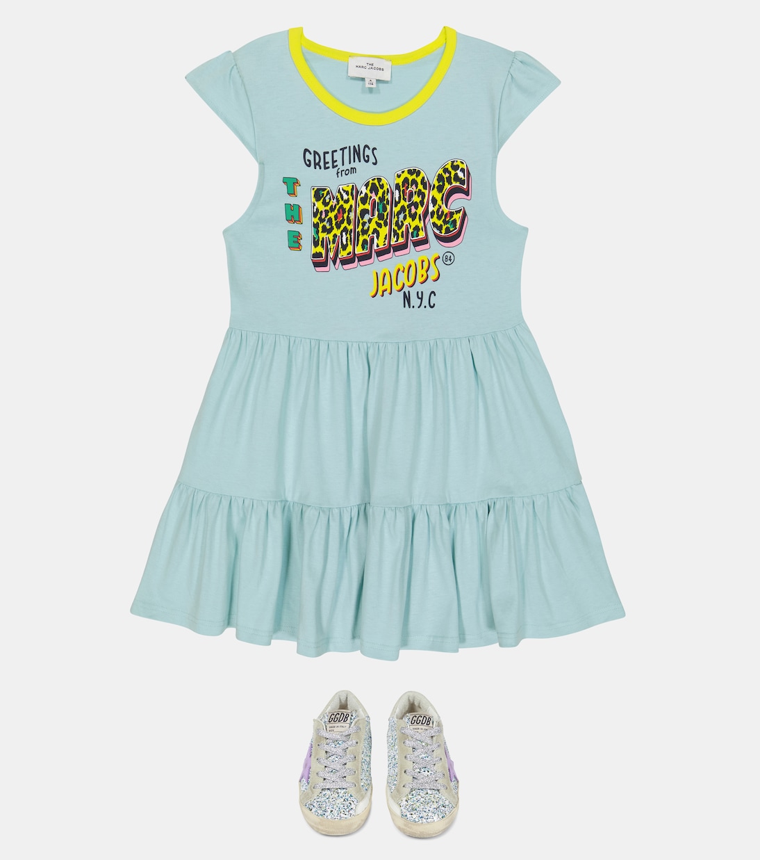 Vestido de algodón a capas estampado | Marc Jacobs Kids