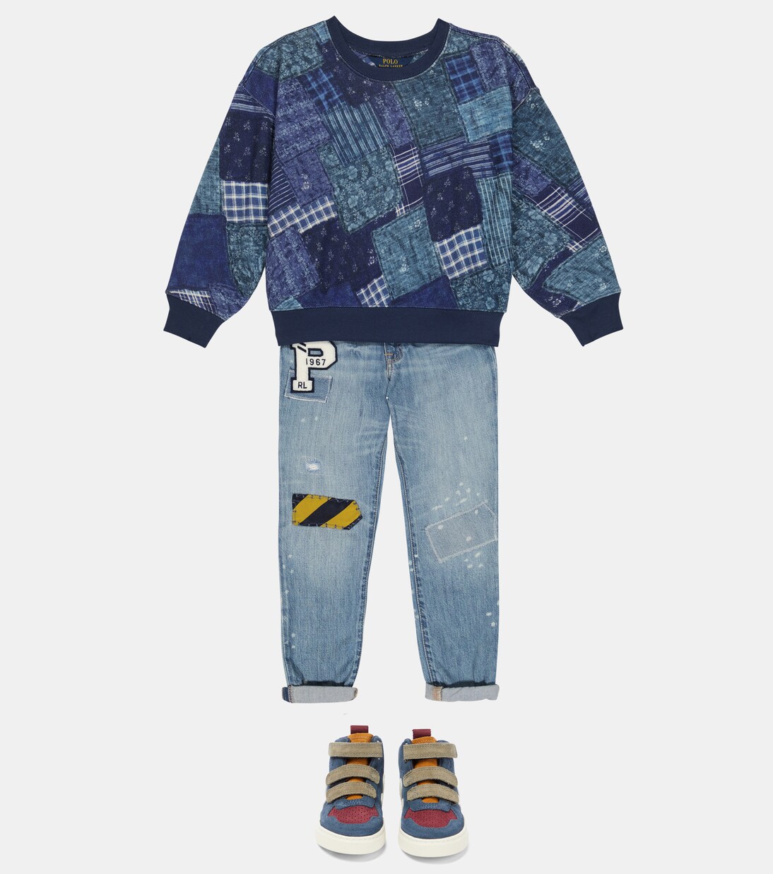 Sudadera en mezcla de algodón patchwork | Polo Ralph Lauren Kids