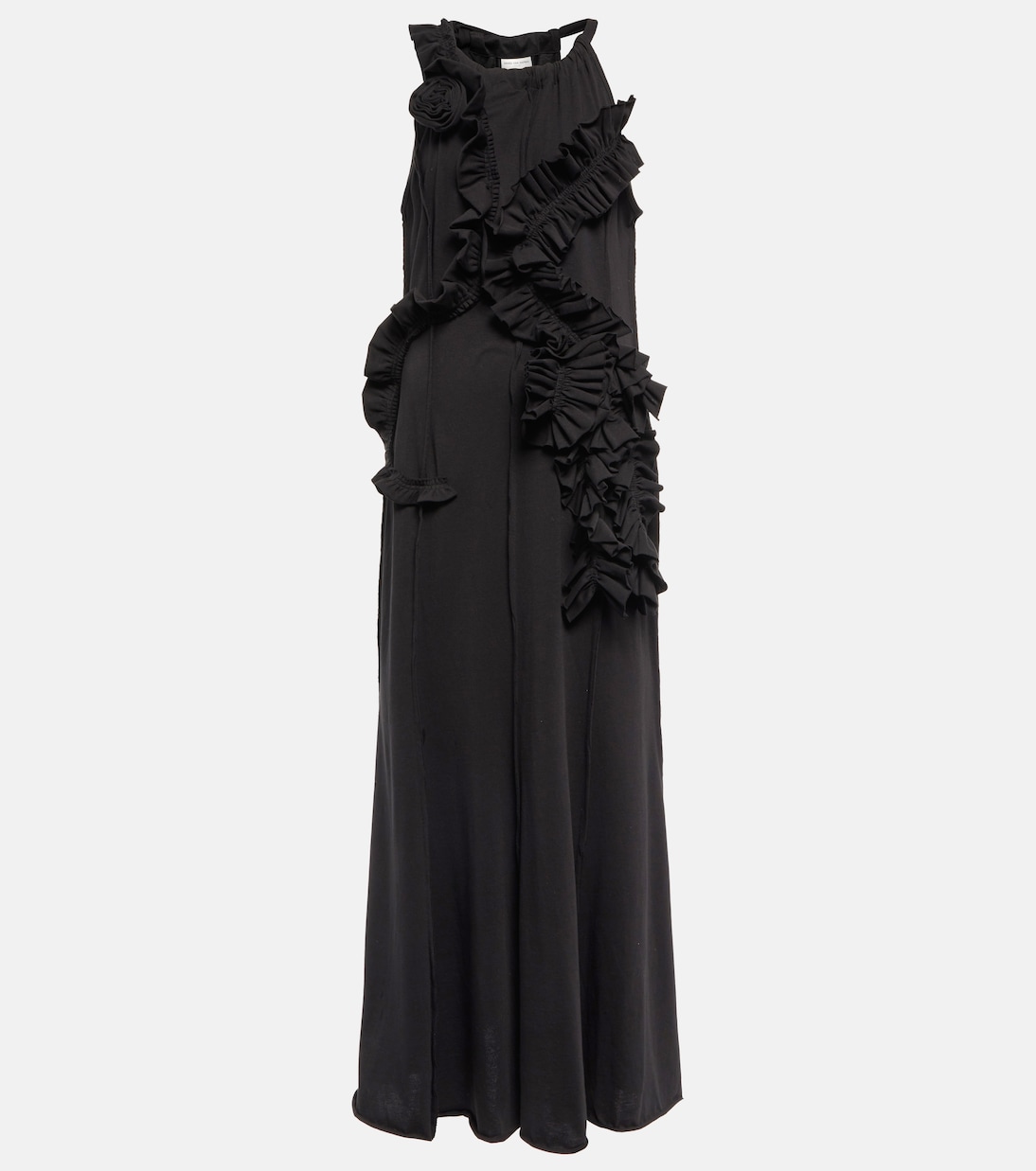 Ruffle-trimmed cotton jersey maxi dress | Dries Van Noten