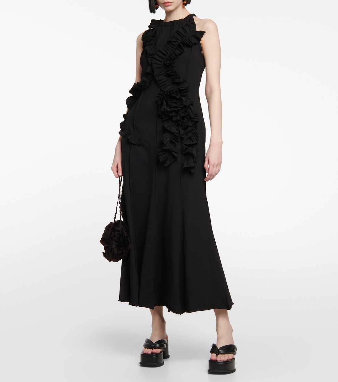 Ruffle-trimmed cotton jersey maxi dress | Dries Van Noten