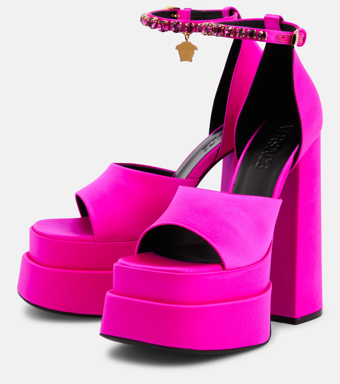 Medusa Aevitas satin platform sandals | Versace