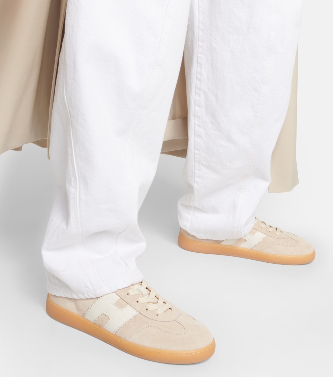 H647 leather-trimmed suede sneakers | Hogan