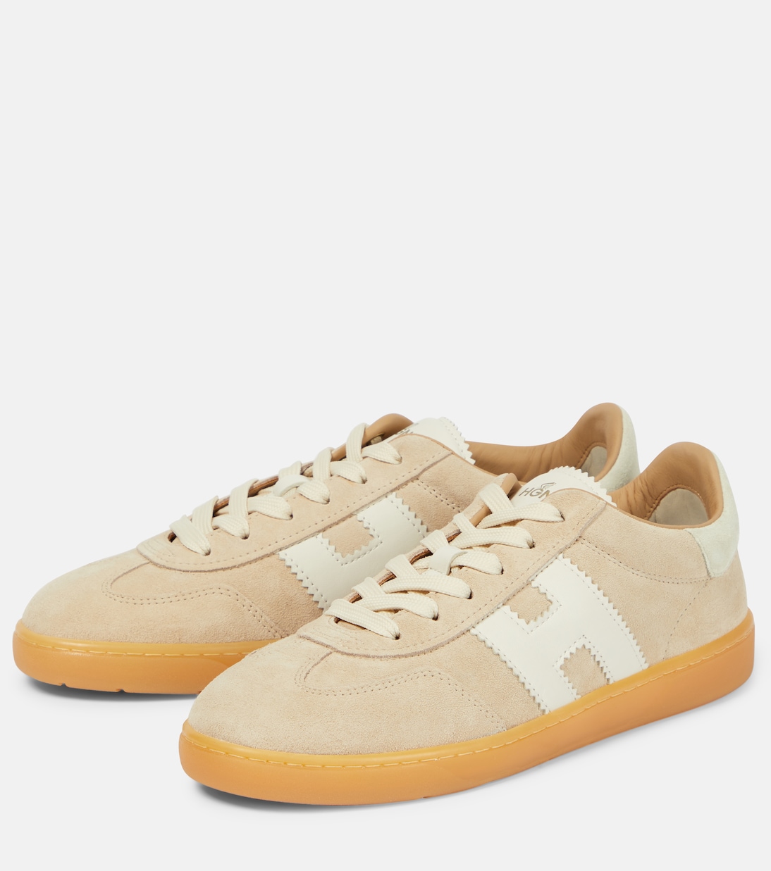 H647 leather-trimmed suede sneakers | Hogan
