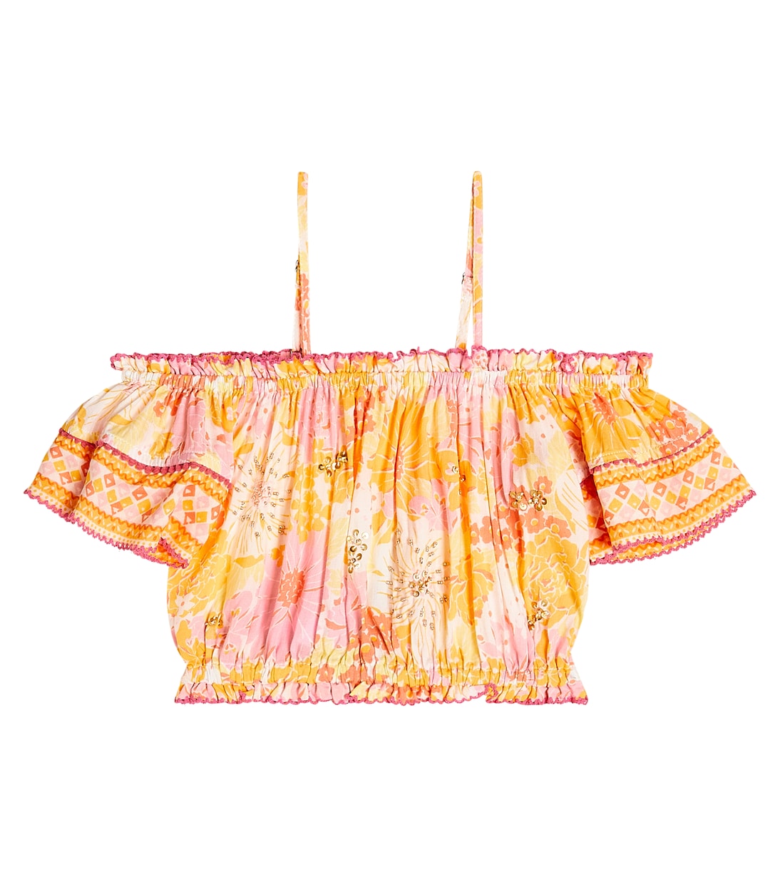 Top Donna à encolure bardot à fleurs | Poupette St Barth Kids
