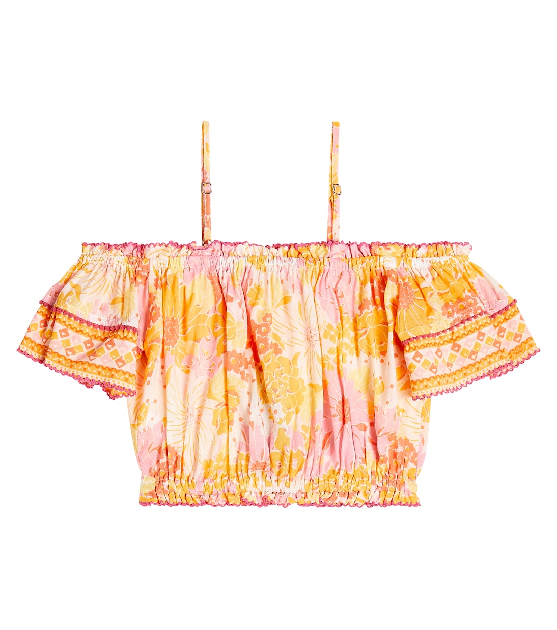 Top Donna à encolure bardot à fleurs | Poupette St Barth Kids