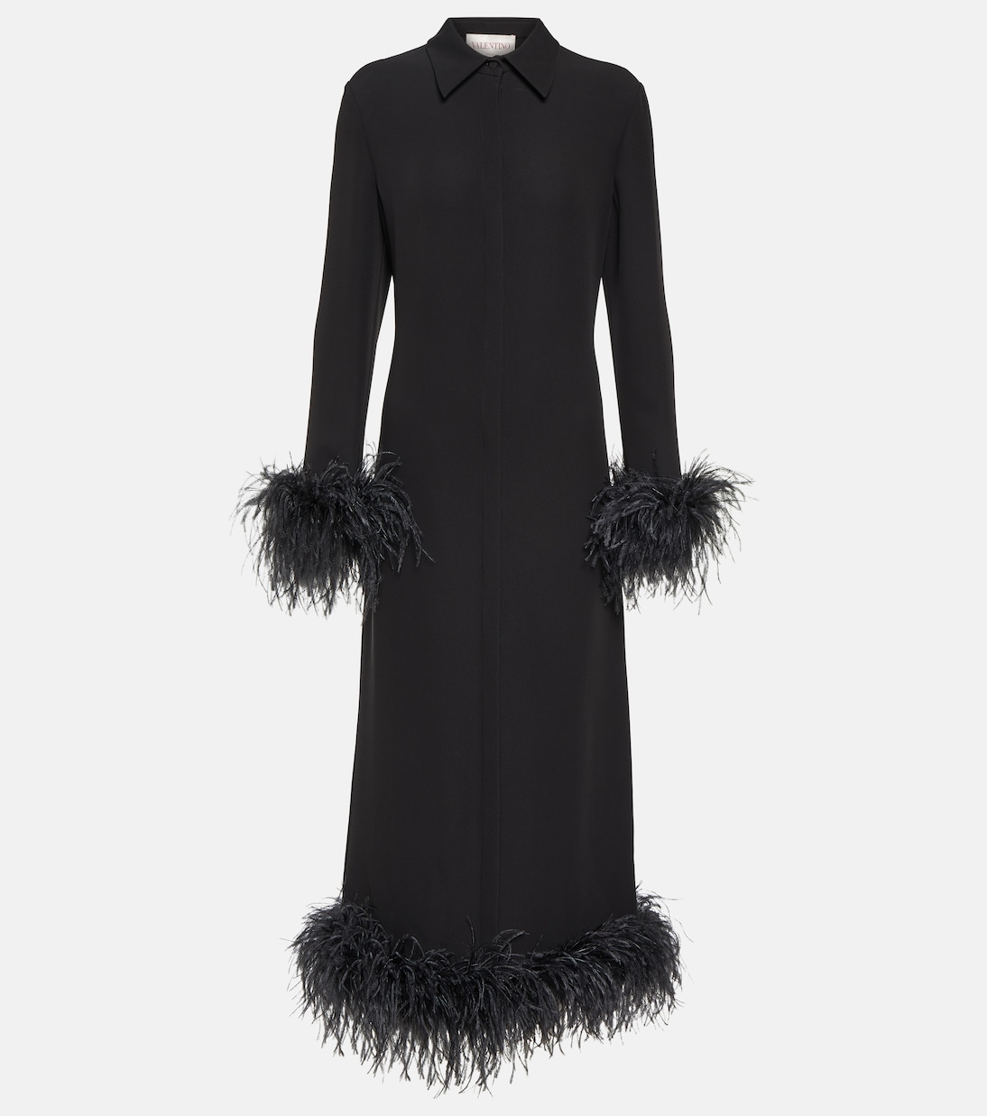 Abito midi in seta con piume | Valentino