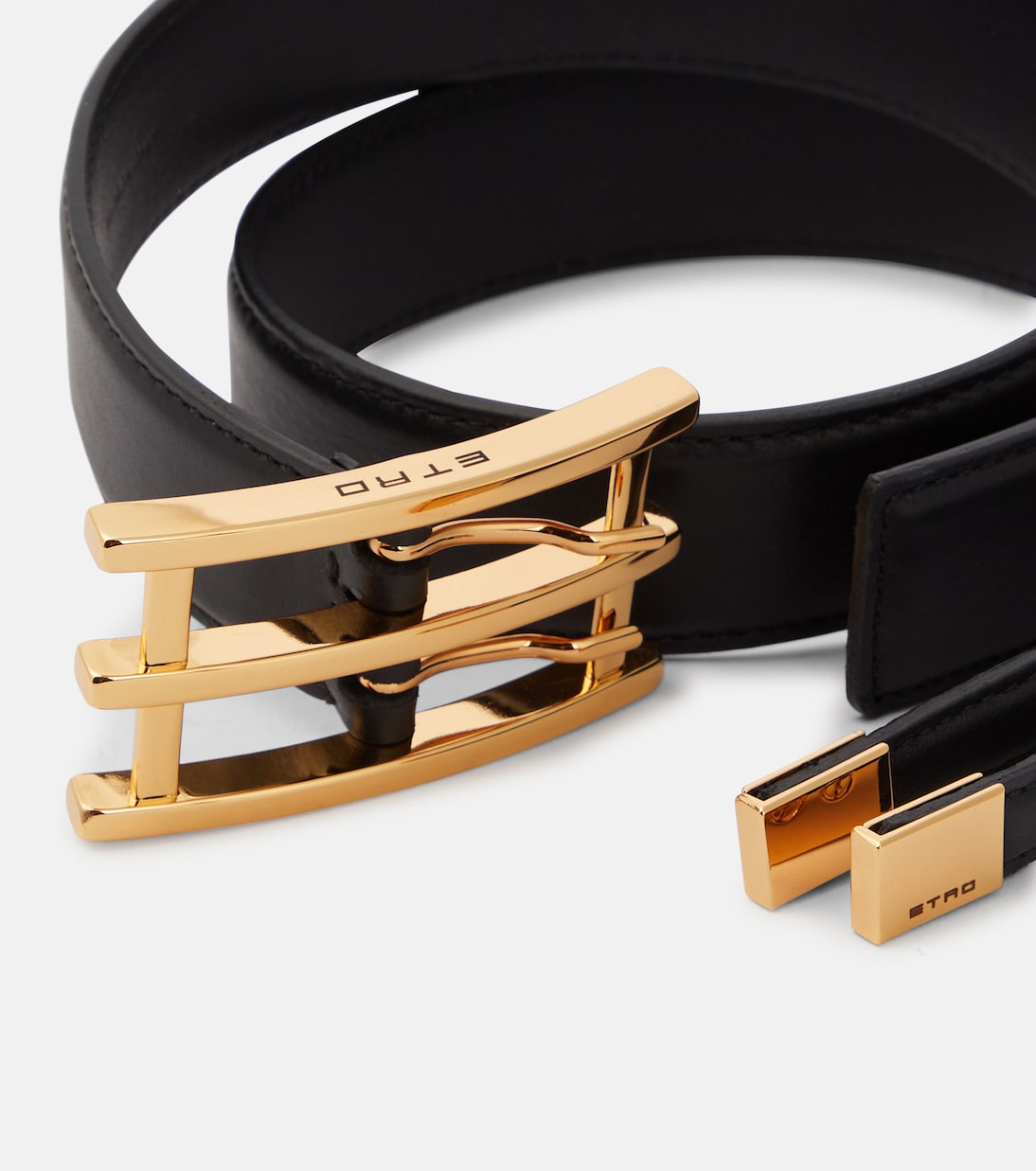 Cintura sottile in pelle Double Buckle | Etro