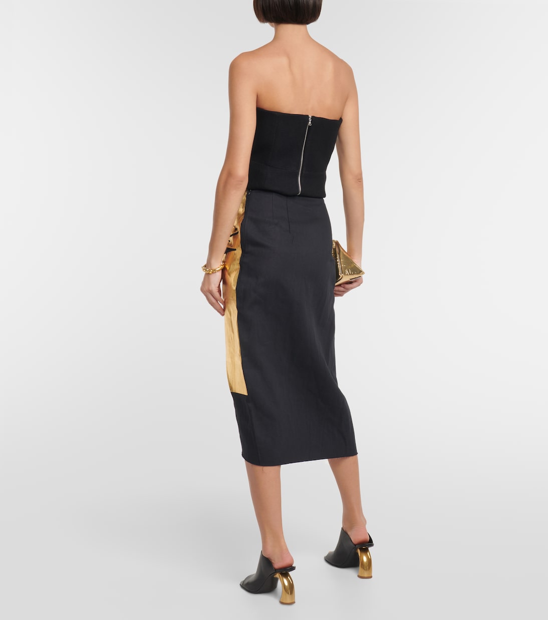 Jupe midi Sinam en coton et lin | Dries Van Noten