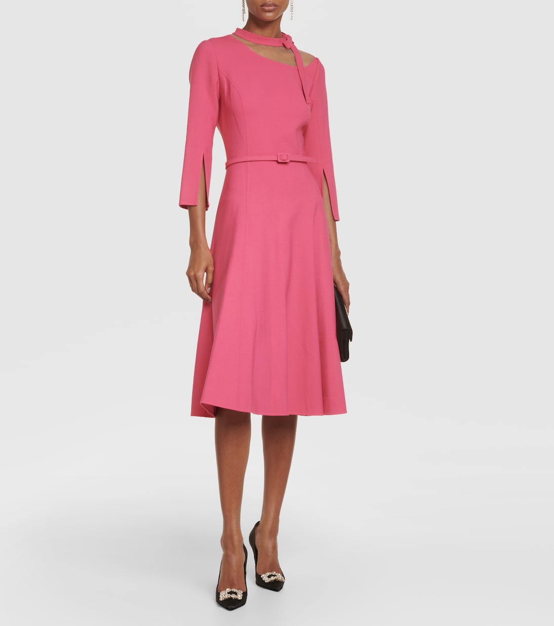 Split-sleeve wool-blend midi dress | Oscar de la Renta