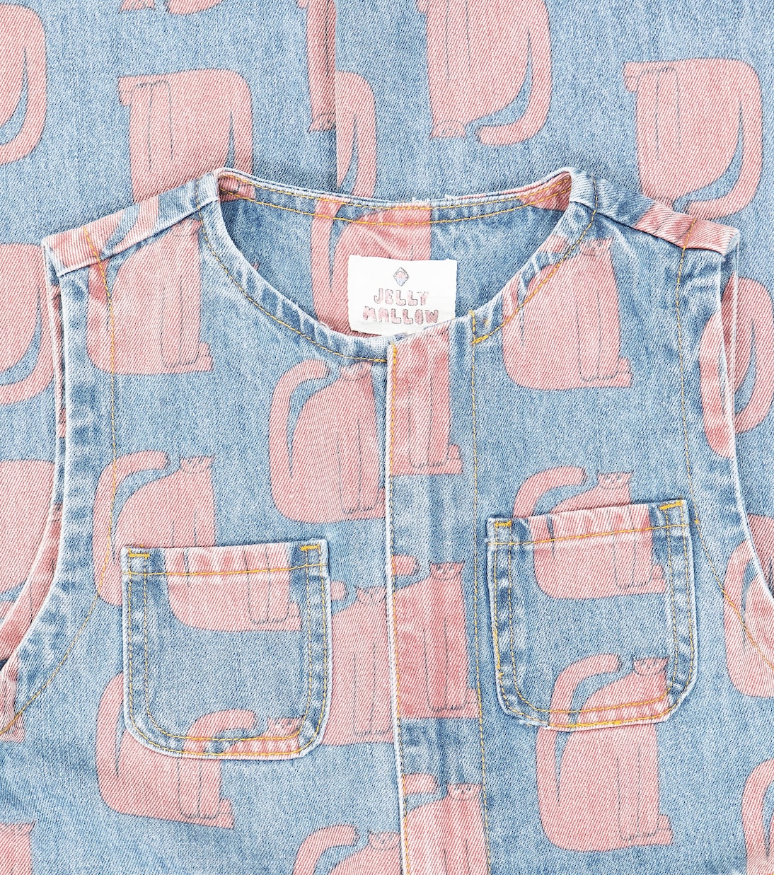 Cat print denim overalls | Jellymallow