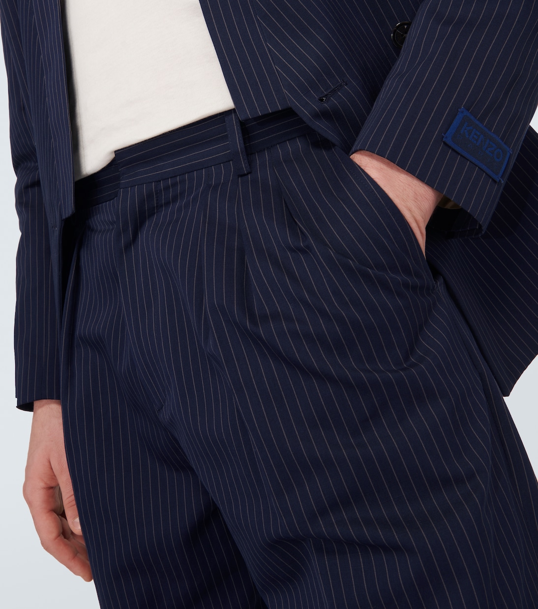 Pantaloni gessati in cotone e lino a righe | Kenzo