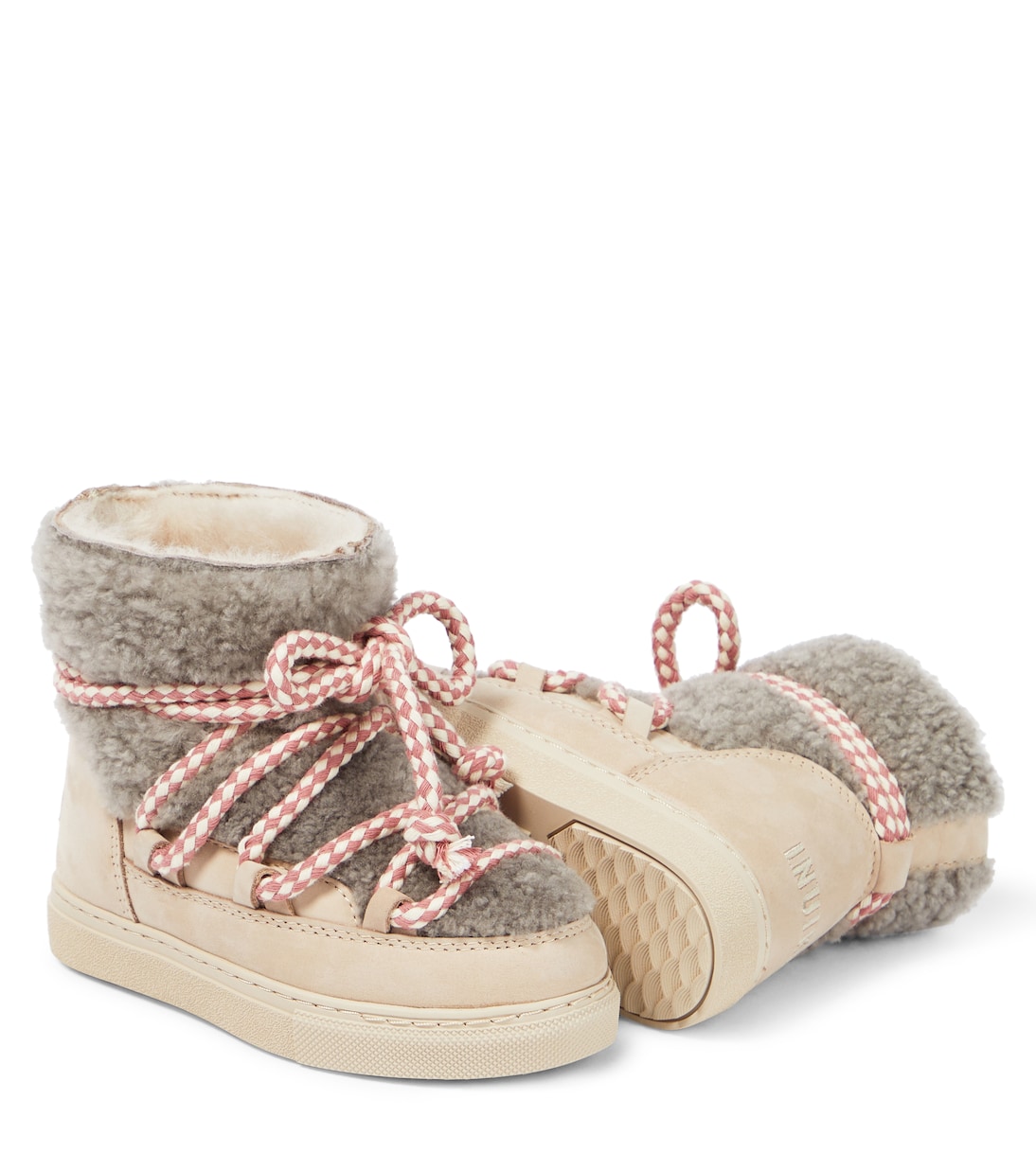 Classic leather-trimmed shearling snow boots | Inuikii Kids
