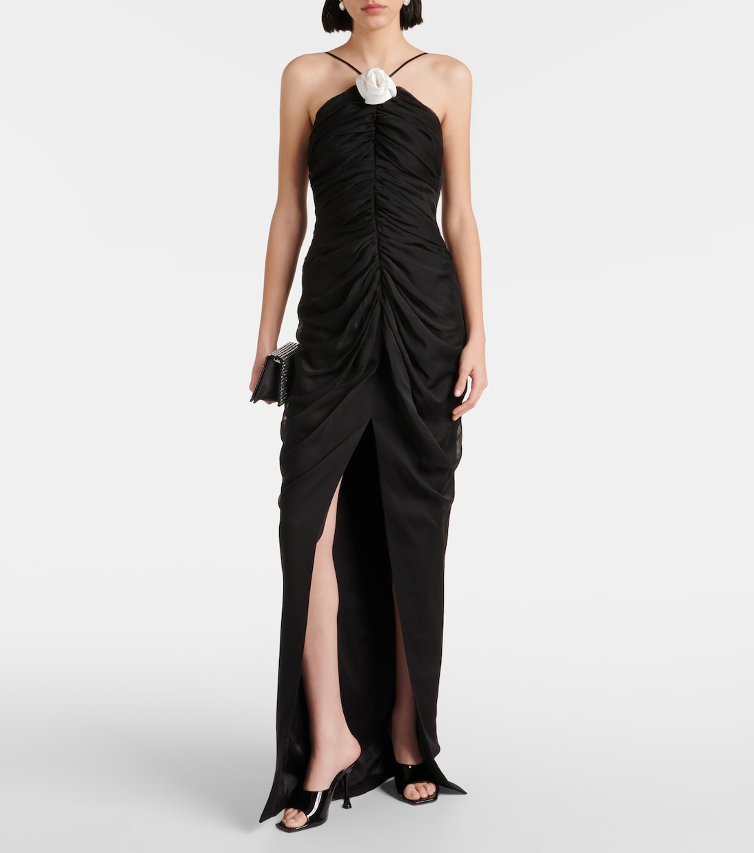 Abito lungo in chiffon con applicazioni | Rasario