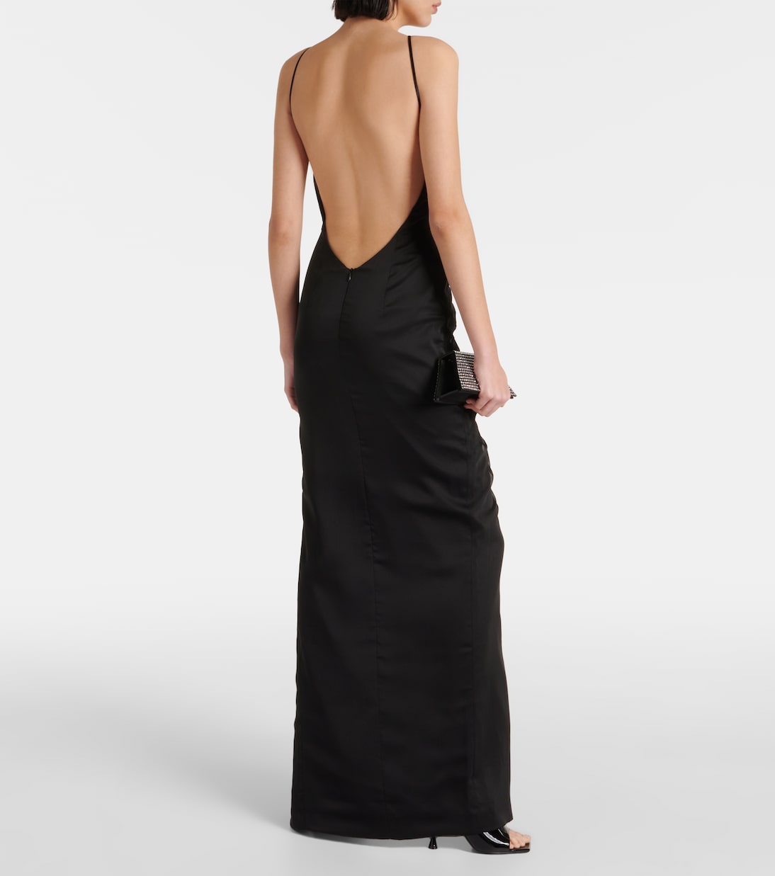 Abito lungo in chiffon con applicazioni | Rasario