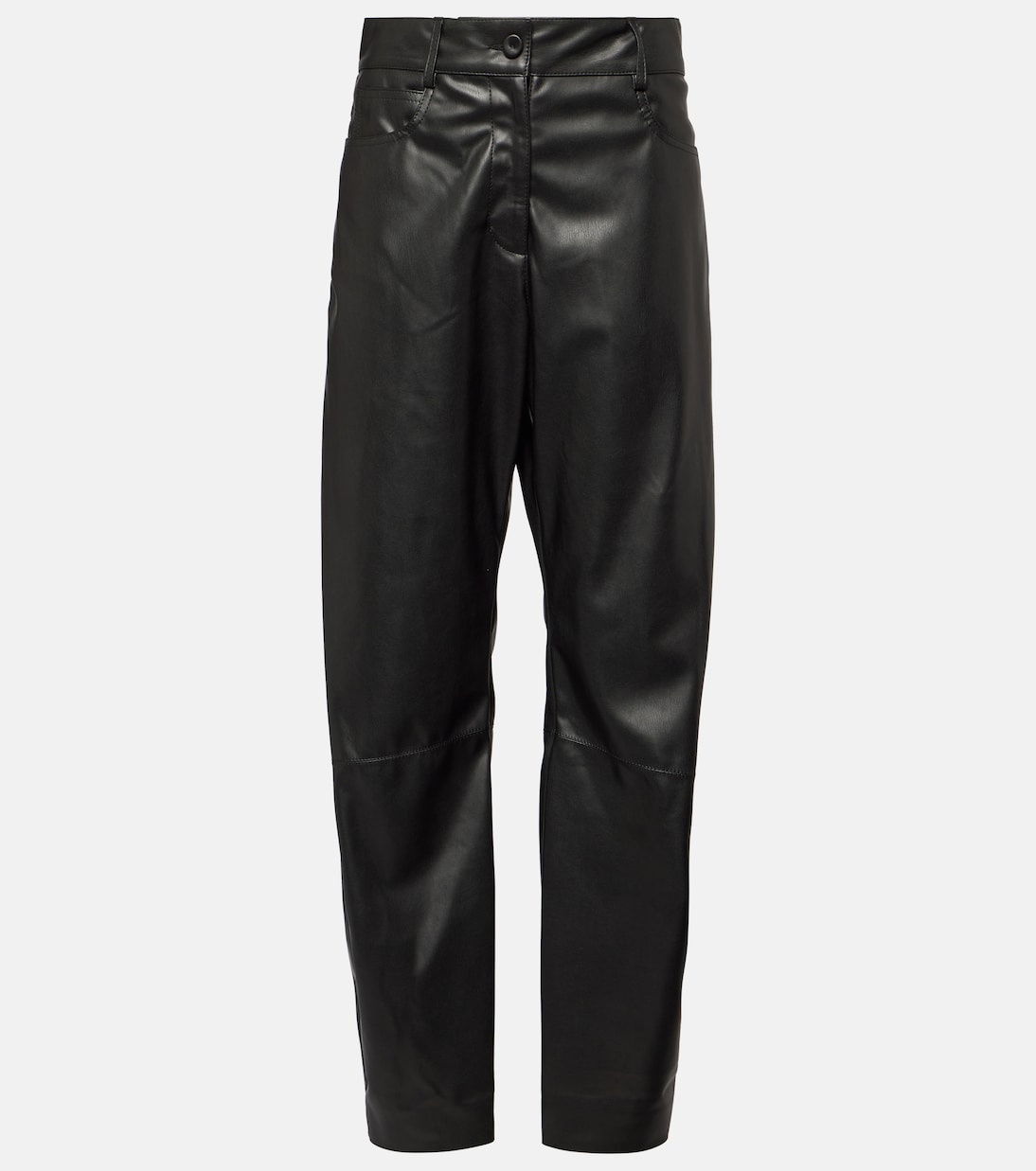 High-rise faux leather straight pants in black - Stella Mc