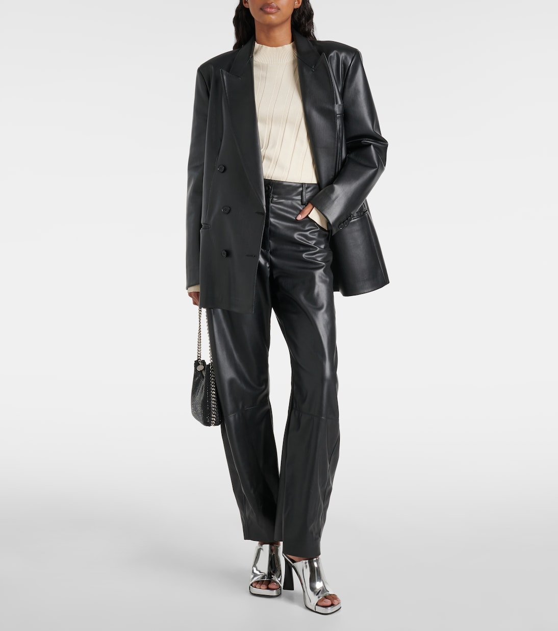 Gerade High-Rise-Hose aus Lederimitat | Stella McCartney