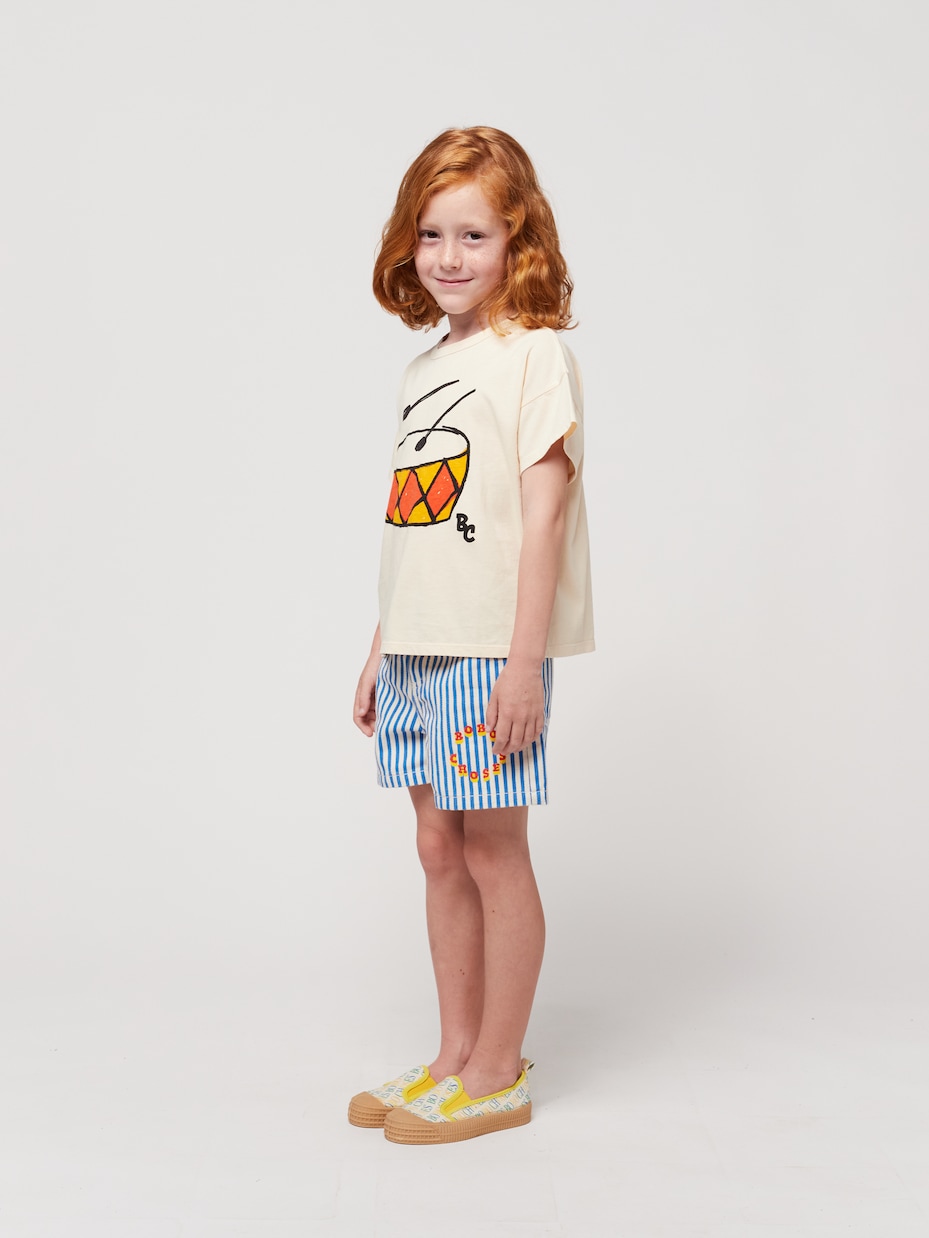 Shorts de algodón a rayas con logo | Bobo Choses