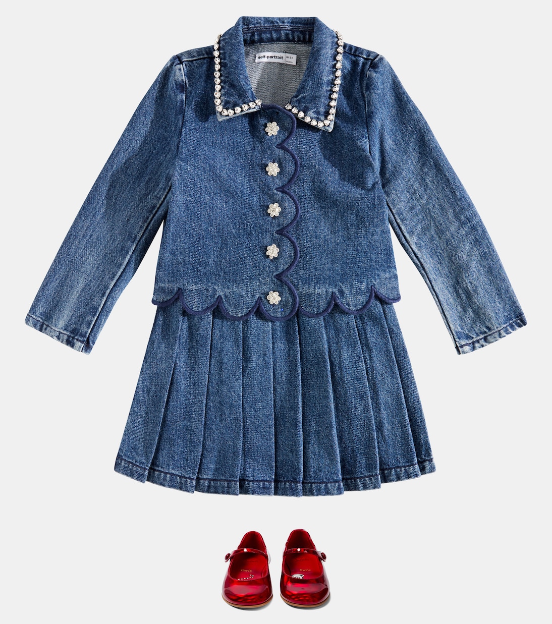 Falda plisada de denim | Self-Portrait Kids