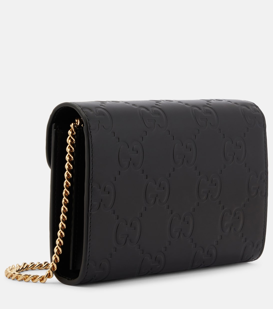 Portafoglio a catena in pelle GUCCI con logo GG in rilievo, stile giovane e moderno