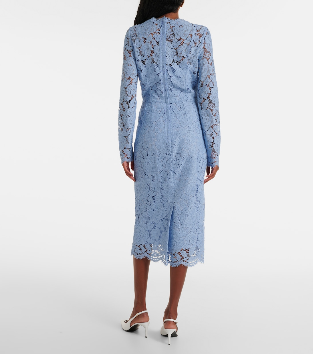 Robe midi en dentelle à fleurs | Dolce&Gabbana