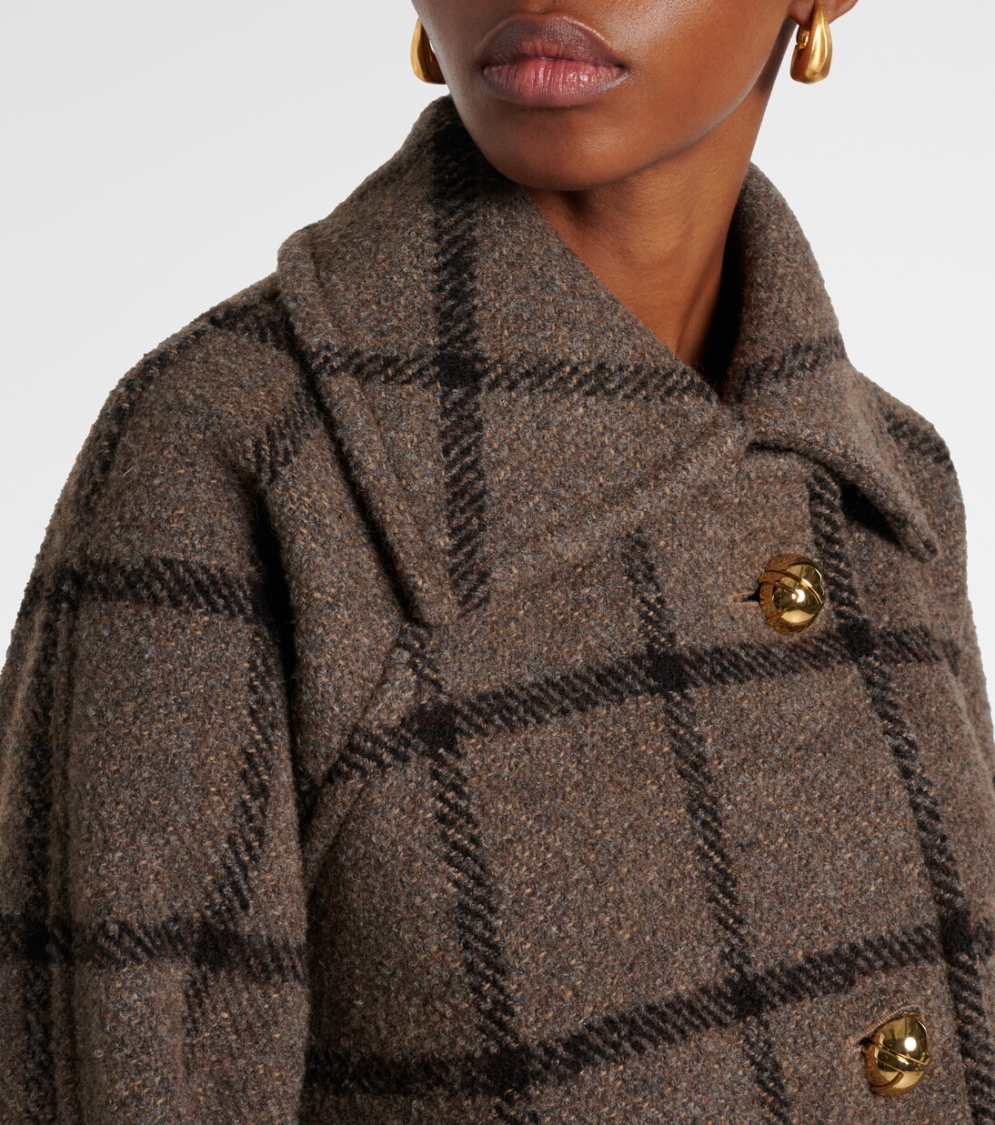 Checked wool blend jacket sales