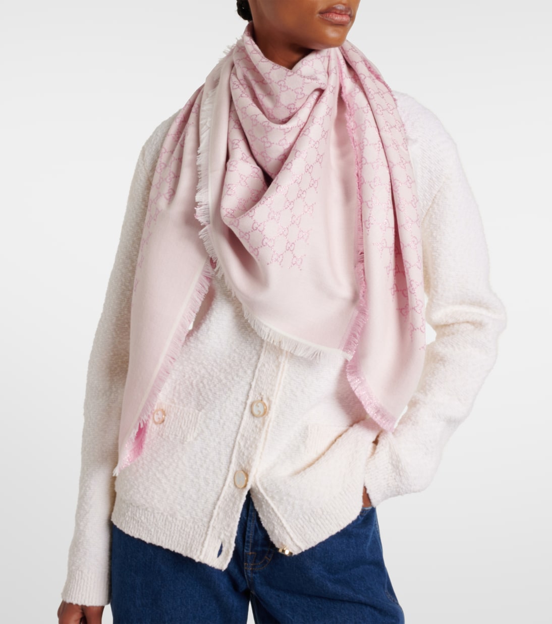 Sciarpa GG in jacquard firmata GUCCI, stile giovane e moderno