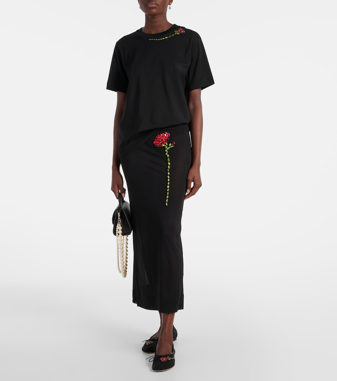 T-shirt in jersey di cotone con cristalli | Simone Rocha