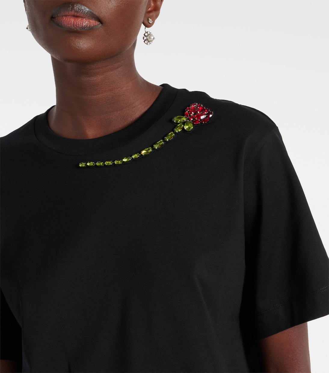 T-shirt in jersey di cotone con cristalli | Simone Rocha