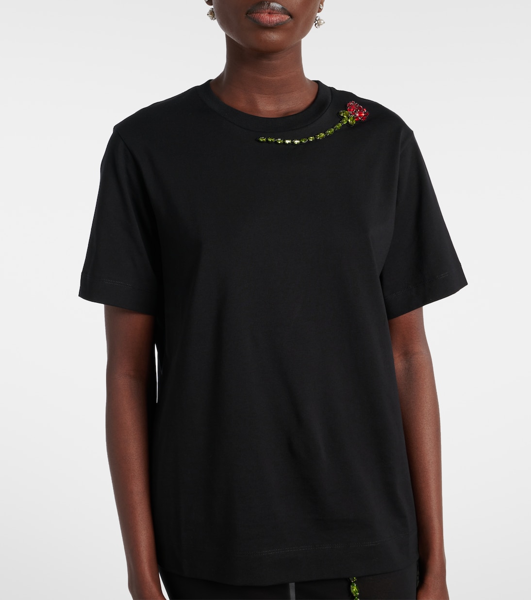 T-shirt in jersey di cotone con cristalli | Simone Rocha