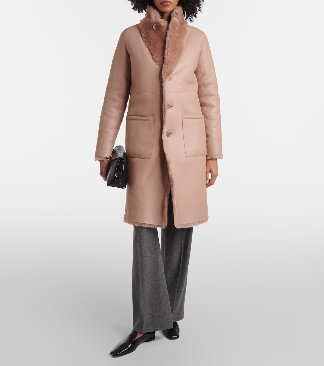 Wendbarer Mantel Britany aus Leder und Shearling | Joseph