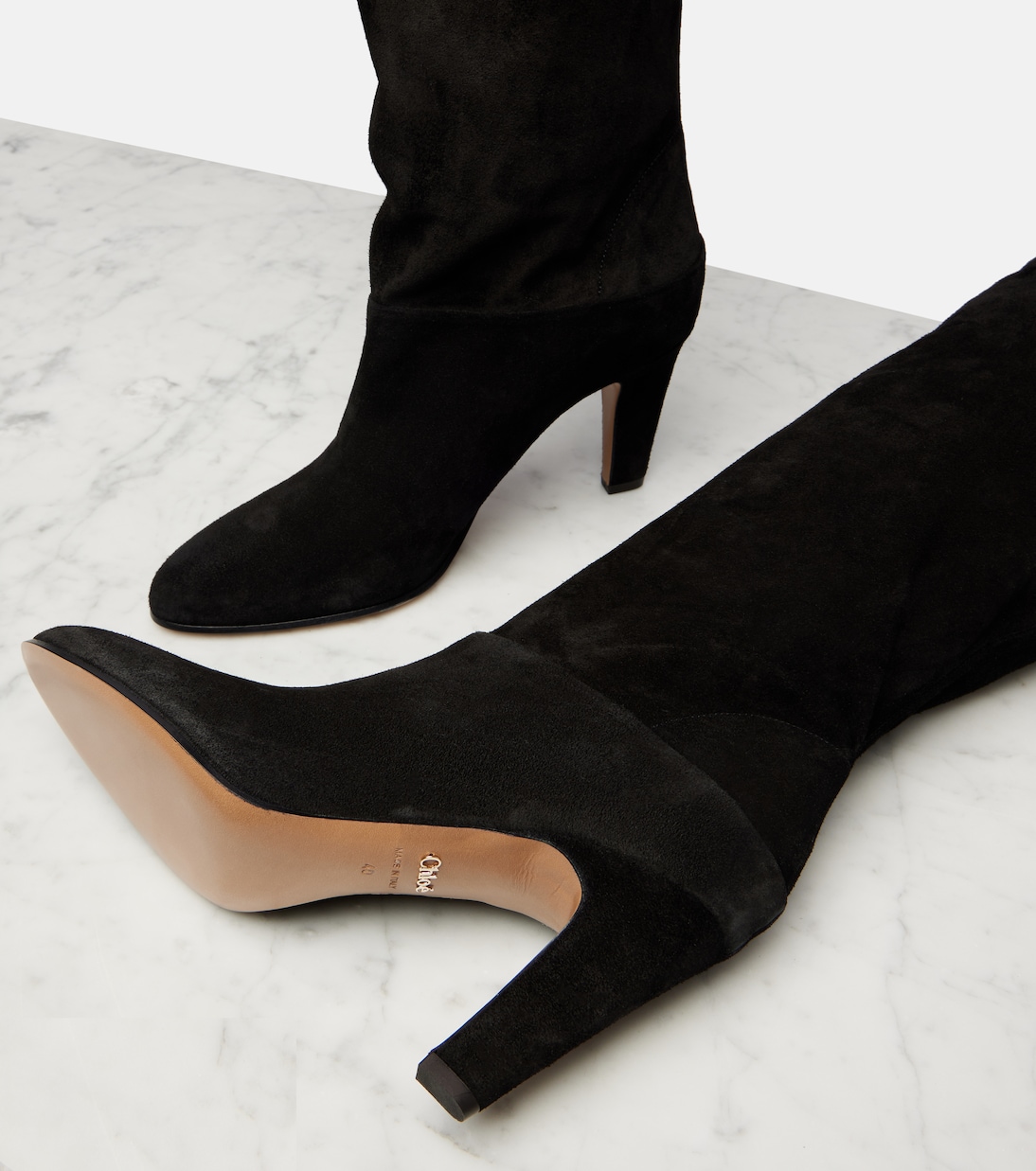 Overknee-Stiefel aus Veloursleder | Chloé