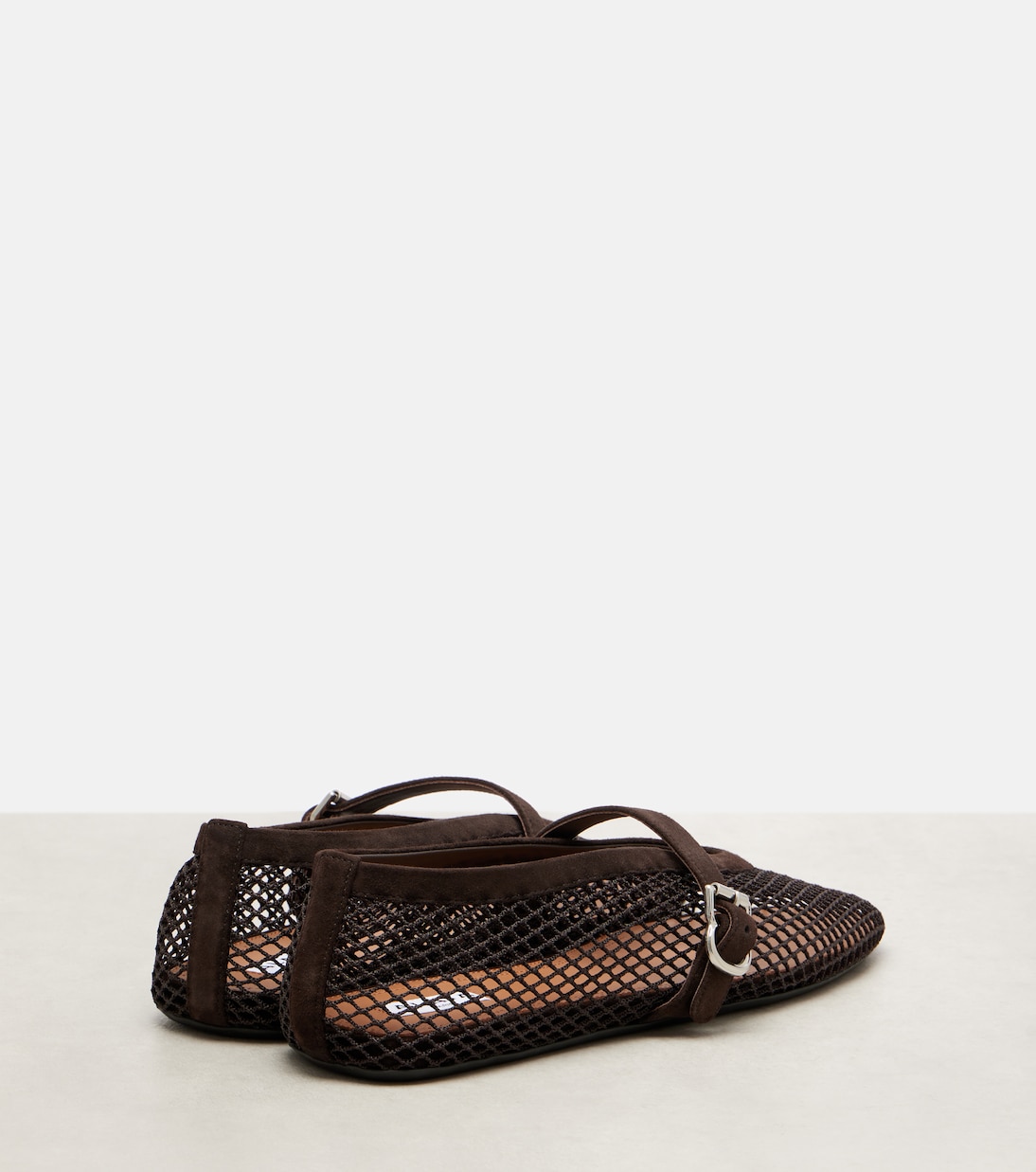 Suede-trimmed mesh ballet flats | Alaïa