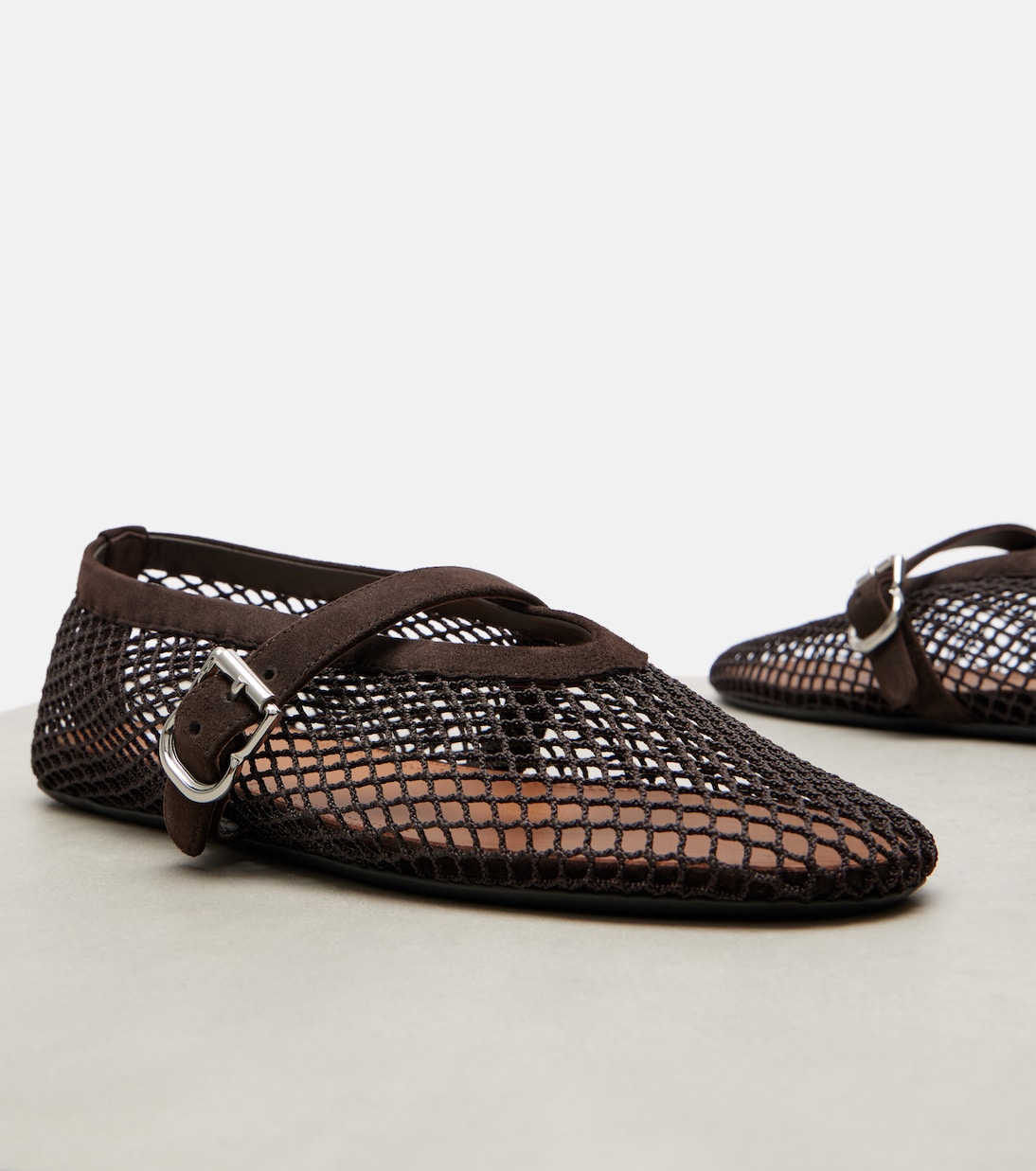 Suede-trimmed mesh ballet flats | Alaïa