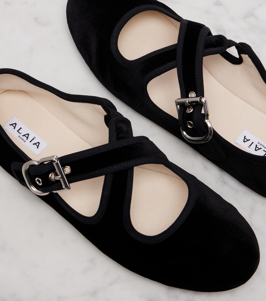 Criss Cross velvet Mary Jane flats | Alaïa