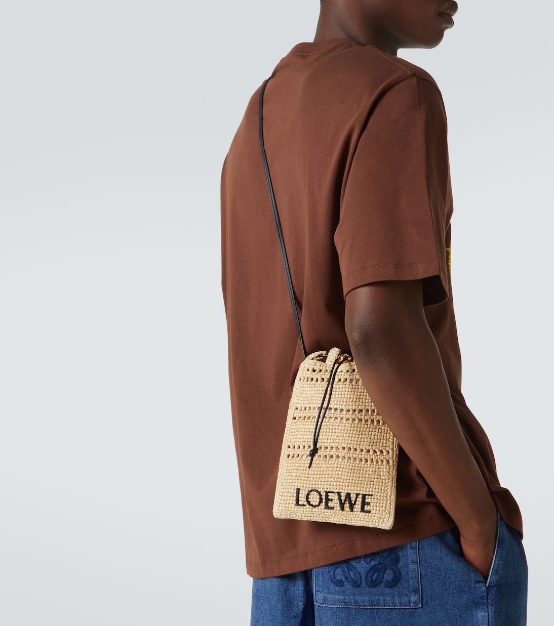Paula's Ibiza - Borsa a tracolla in rafia con logo | Loewe