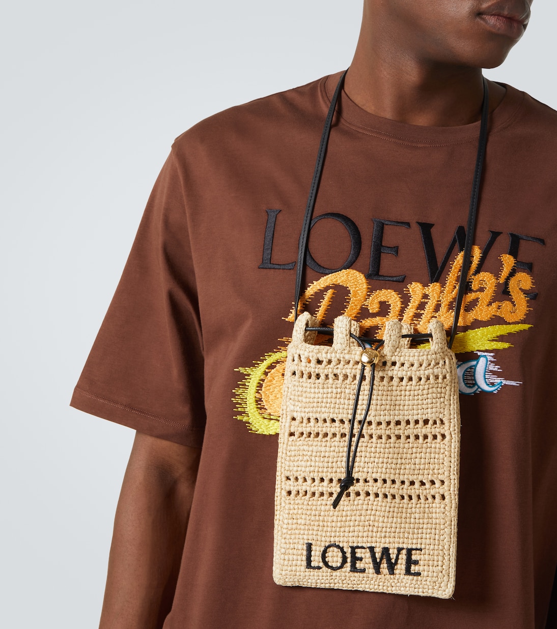 Paula's Ibiza - Borsa a tracolla in rafia con logo | Loewe