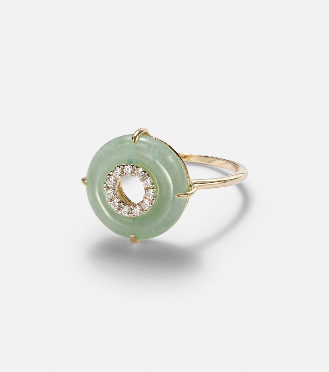 Bague en or 14 ct, jade et diamants | Mateo