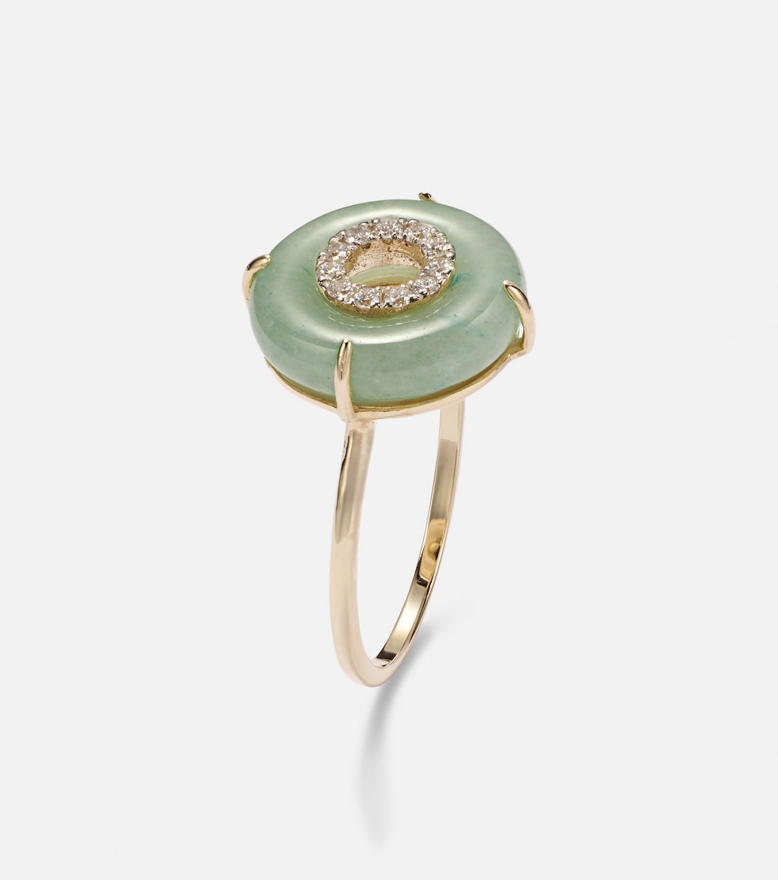 Bague en or 14 ct, jade et diamants | Mateo