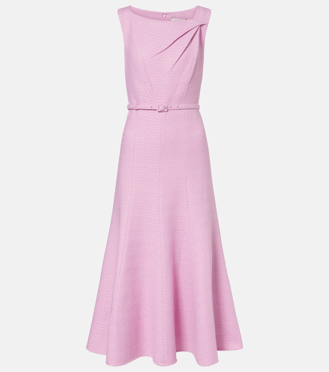 Asymmetric belted bouclé midi dress | Roland Mouret