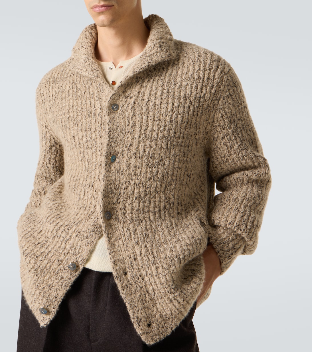 Cashmere bouclé cardigan with labradorite | God's True Cashmere